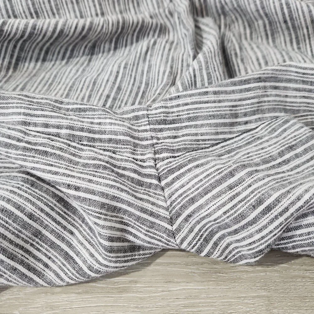 1. State Linen (sz 12) Blend Wide Leg V Neck Grey Striped High Waist Jumpsuit - Picture 10 of 12